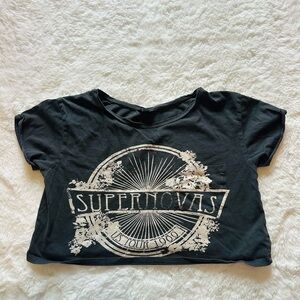 Topshop Black Supernovas Graphic Crop Top
